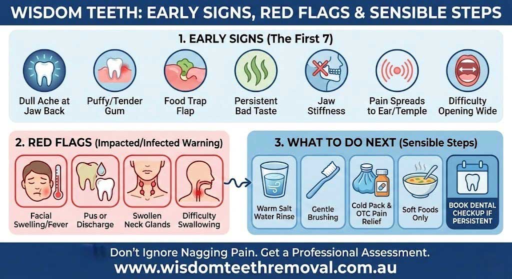 Wisdom teeth early signs, red flags, and sensible steps for pain, swelling, infection, and dental care guidance